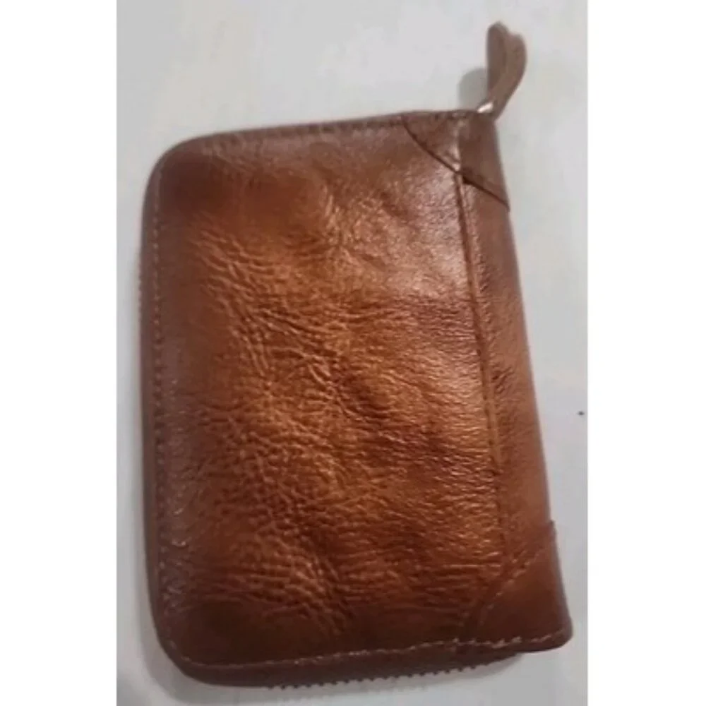 Ciephia Men's 11 Credit Card Compartments Wallet Brown Leather with Zipper